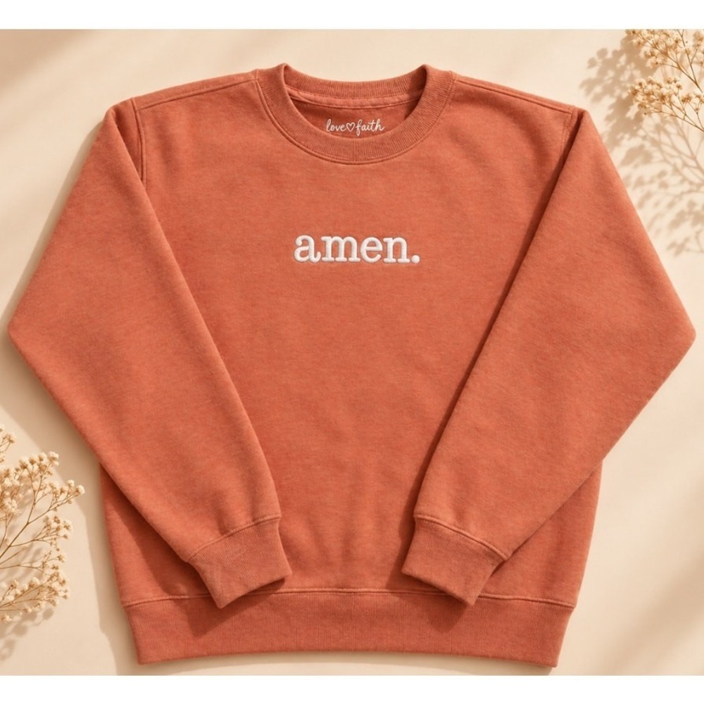 AMEN -Love in Faith Sweatshirt - Terracota